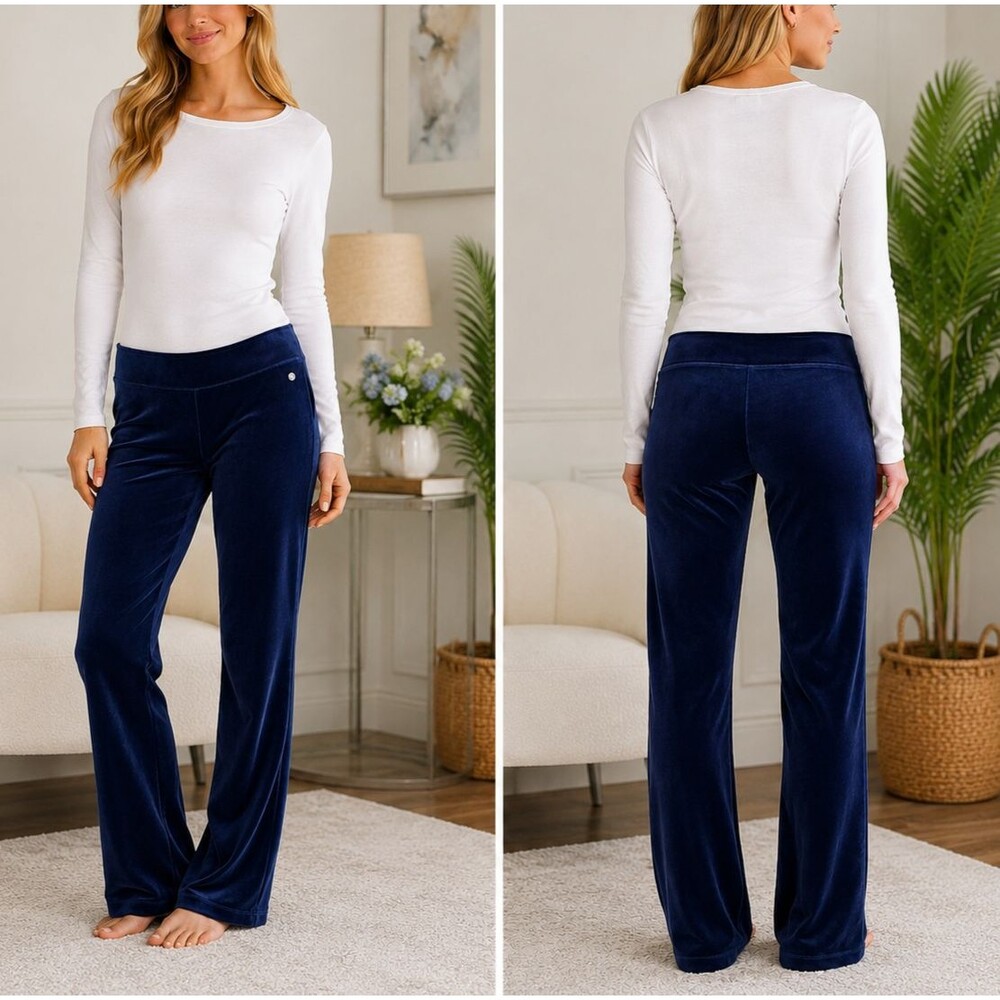 Lilly Pulitzer Jordynne Velour True Navy Straight Leg Women's Pants Medium NWT
